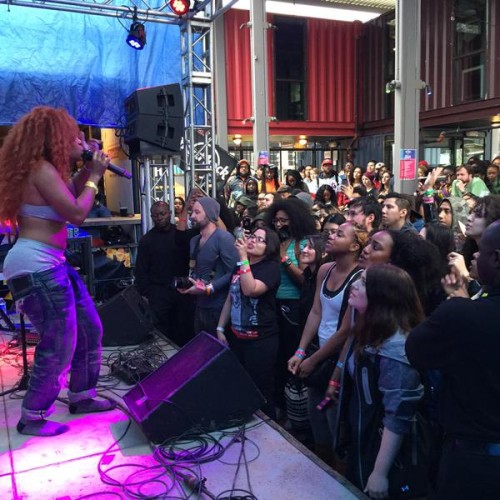 SZA performing at the Collide showcase on Rainey Street